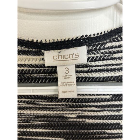 Chico’s Open Front Long Line Black White Cardigan Size 3 XL Casual Classic - Picture 3 of 3